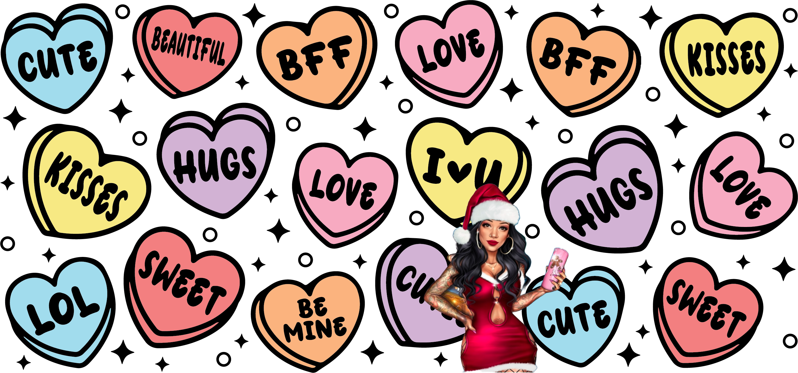 UV DTF Candy Heart Wrap 9.50 x 4.5 The Risky Tumbler