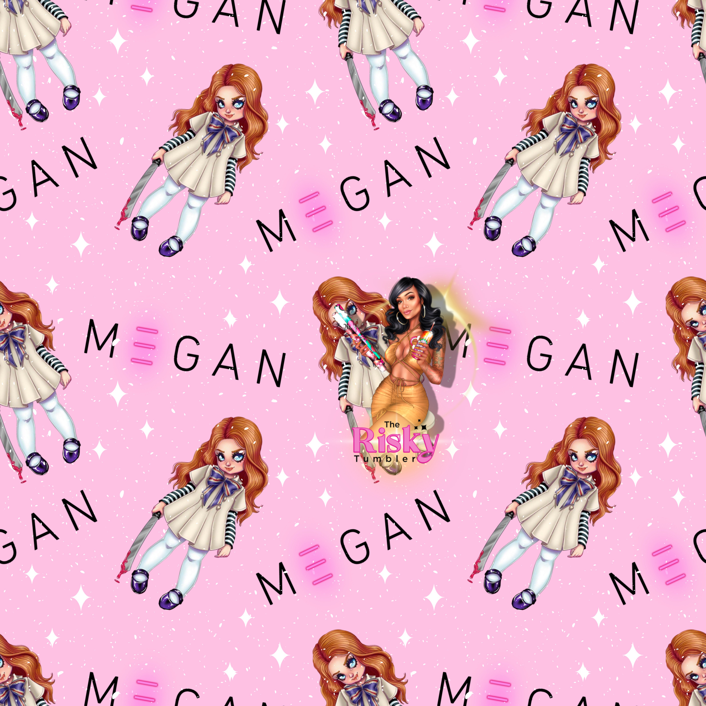Megan Pattern Sticker EXCLUSIVE Megan (has matching UV decal) | The Risky Tumbler